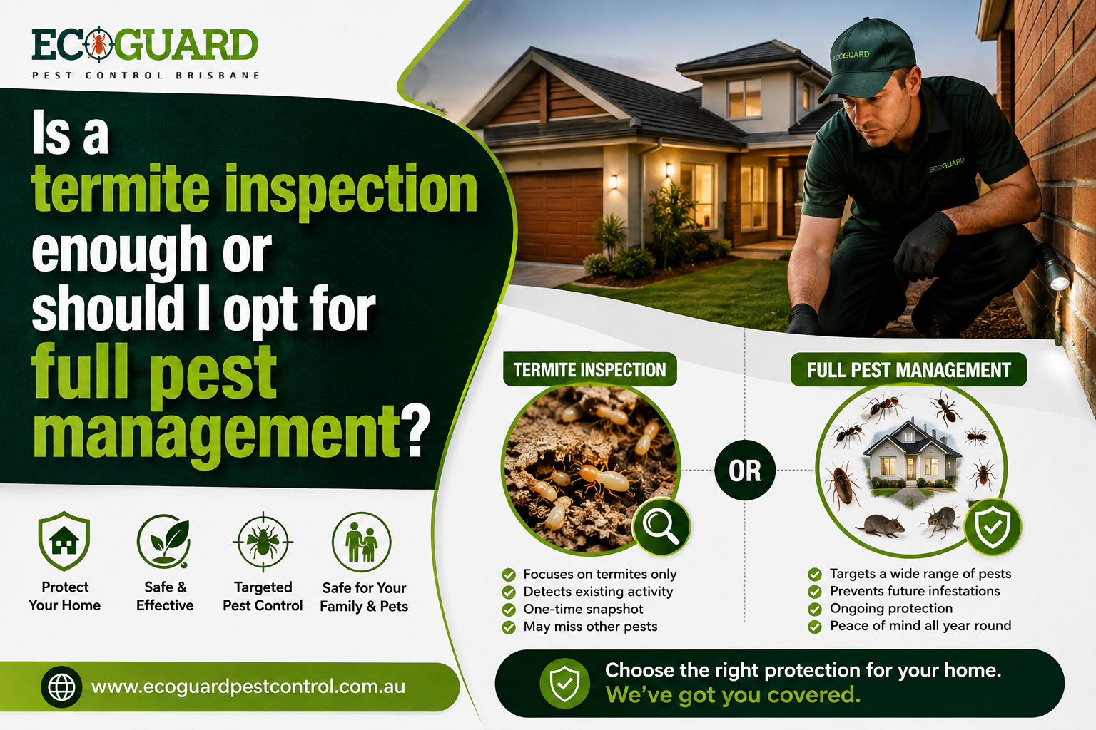 Is a termite inspection enough or should I opt for full pest management